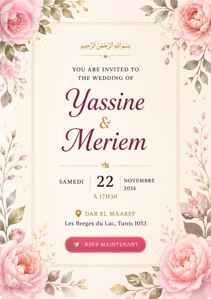 Sample invitation preview for Anika and Rohan